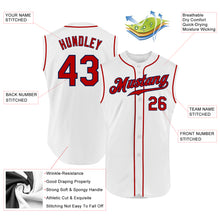 Load image into Gallery viewer, Custom White Red-Navy Authentic Sleeveless Baseball Jersey
