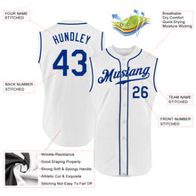 Load image into Gallery viewer, Custom White Royal Authentic Sleeveless Baseball Jersey
