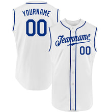 Load image into Gallery viewer, Custom White Royal Authentic Sleeveless Baseball Jersey
