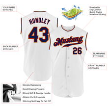 Load image into Gallery viewer, Custom White Navy-Old Gold Authentic Sleeveless Baseball Jersey
