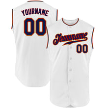 Load image into Gallery viewer, Custom White Navy-Old Gold Authentic Sleeveless Baseball Jersey
