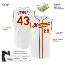 Load image into Gallery viewer, Custom White Crimson-Gold Authentic Sleeveless Baseball Jersey

