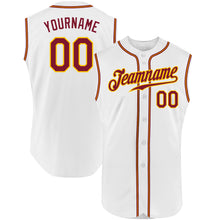 Load image into Gallery viewer, Custom White Crimson-Gold Authentic Sleeveless Baseball Jersey
