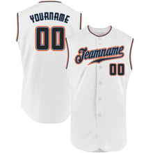 Load image into Gallery viewer, Custom White Black-Orange Authentic Sleeveless Baseball Jersey
