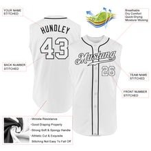 Load image into Gallery viewer, Custom White White-Black Authentic Sleeveless Baseball Jersey
