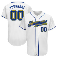 Load image into Gallery viewer, Custom White Royal-Gold Authentic Baseball Jersey
