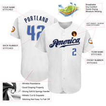 Load image into Gallery viewer, Custom White Blue-Navy Authentic Baseball Jersey
