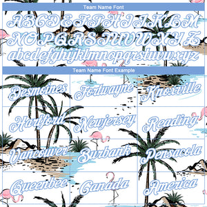 Custom White White-Light Blue 3D Pattern Design Hawaii Palm Trees Performance T-Shirt