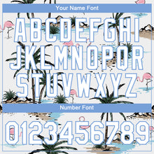 Load image into Gallery viewer, Custom White White-Light Blue 3D Pattern Design Hawaii Palm Trees Performance T-Shirt
