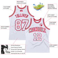 Load image into Gallery viewer, Custom White White-Red Authentic Throwback Basketball Jersey
