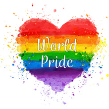 Load image into Gallery viewer, Custom White Purple-Orange Rainbow Colored Heart For World Pride LGBT Performance T-Shirt
