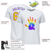 Load image into Gallery viewer, Custom White Gold-Purple Rainbow Colored Hand For Pride LGBT Performance T-Shirt
