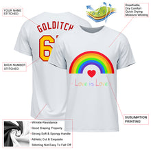 Load image into Gallery viewer, Custom White Gold-Red Rainbow For Pride Month Love Is Love LGBT Performance T-Shirt
