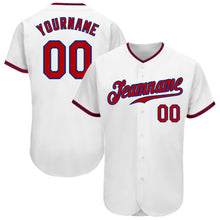 Load image into Gallery viewer, Custom White Red-Royal Authentic Baseball Jersey
