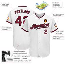 Load image into Gallery viewer, Custom White Crimson-Black Authentic Baseball Jersey
