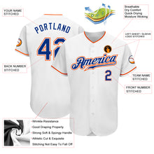 Load image into Gallery viewer, Custom White Royal-Orange Authentic Baseball Jersey
