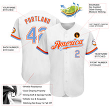 Load image into Gallery viewer, Custom White Powder Blue-Orange Authentic Baseball Jersey
