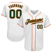 Load image into Gallery viewer, Custom White Green-Orange Authentic Baseball Jersey
