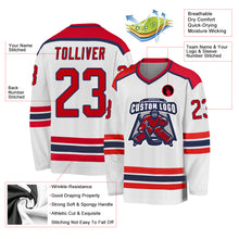 Load image into Gallery viewer, Custom White Red-Navy Hockey Jersey
