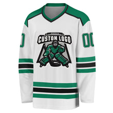 Load image into Gallery viewer, Custom White Kelly Green-Black Hockey Jersey
