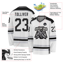 Load image into Gallery viewer, Custom White Black-Gray Hockey Jersey

