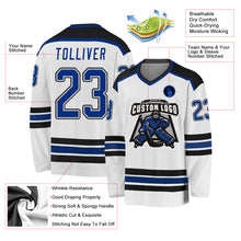 Load image into Gallery viewer, Custom White Royal-Black Hockey Jersey
