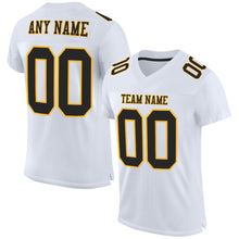 Load image into Gallery viewer, Custom White Black-Gold Mesh Authentic Football Jersey
