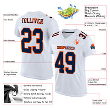 Load image into Gallery viewer, Custom White Navy-Orange Mesh Authentic Football Jersey
