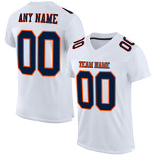 Load image into Gallery viewer, Custom White Navy-Orange Mesh Authentic Football Jersey
