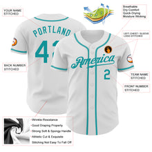 Load image into Gallery viewer, Custom White Teal Authentic Baseball Jersey
