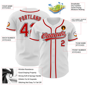 Custom White Red-Black Authentic Baseball Jersey
