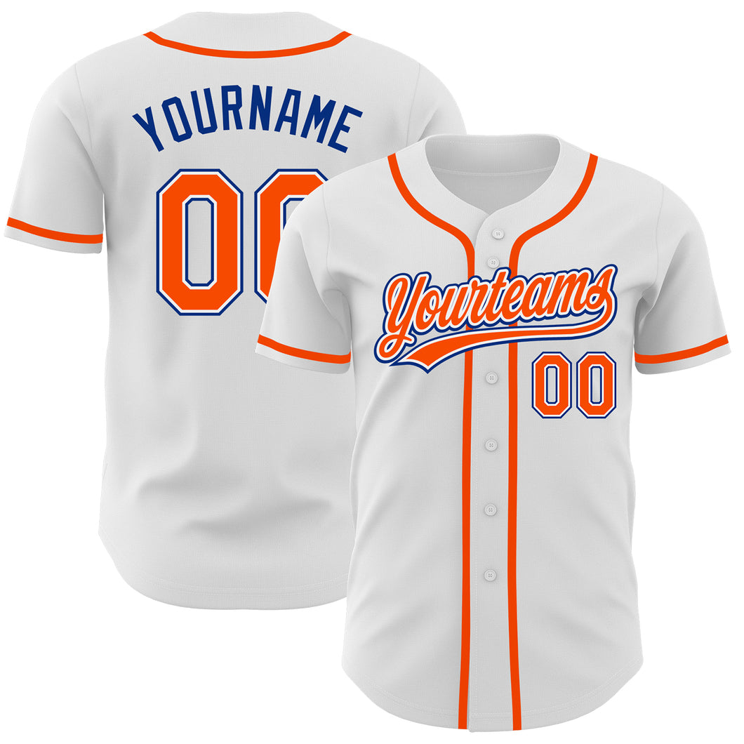 Custom White Orange-Royal Authentic Baseball Jersey