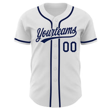 Load image into Gallery viewer, Custom White Navy Authentic Baseball Jersey

