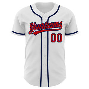 Custom White Red-Navy Authentic Baseball Jersey