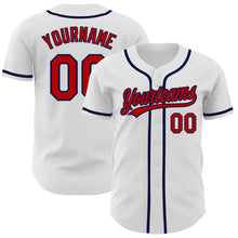 Load image into Gallery viewer, Custom White Red-Navy Authentic Baseball Jersey
