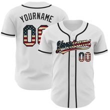 Load image into Gallery viewer, Custom White Vintage USA Flag-Black Authentic Baseball Jersey
