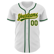 Load image into Gallery viewer, Custom White Green-Gold Authentic Baseball Jersey

