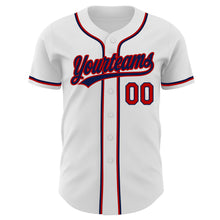 Load image into Gallery viewer, Custom White Red-Navy Authentic Baseball Jersey
