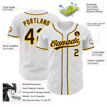 Load image into Gallery viewer, Custom White Brown-Gold Authentic Baseball Jersey
