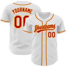 Load image into Gallery viewer, Custom White Red-Gold Authentic Baseball Jersey
