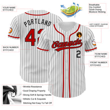 Load image into Gallery viewer, Custom White Black Pinstripe Red Authentic Baseball Jersey
