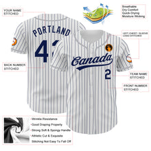 Load image into Gallery viewer, Custom White Navy Pinstripe Navy-Gray Authentic Baseball Jersey
