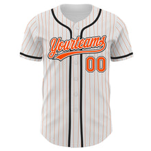 Load image into Gallery viewer, Custom White Orange Pinstripe Orange-Black Authentic Baseball Jersey
