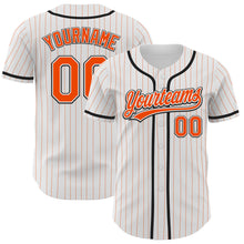 Load image into Gallery viewer, Custom White Orange Pinstripe Orange-Black Authentic Baseball Jersey
