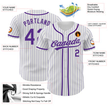 Load image into Gallery viewer, Custom White Purple Pinstripe Purple-Gray Authentic Baseball Jersey
