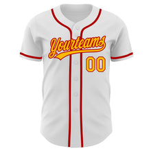 Load image into Gallery viewer, Custom White Gold-Red Authentic Baseball Jersey
