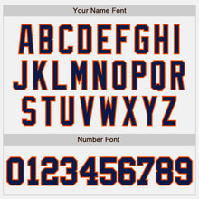 Load image into Gallery viewer, Custom White Navy Pinstripe Navy-Orange Authentic Baseball Jersey
