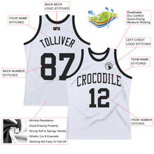 Load image into Gallery viewer, Custom White Black Authentic Throwback Basketball Jersey
