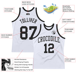 Custom White Black Authentic Throwback Basketball Jersey