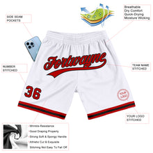 Load image into Gallery viewer, Custom White Red-Black Authentic Throwback Basketball Shorts
